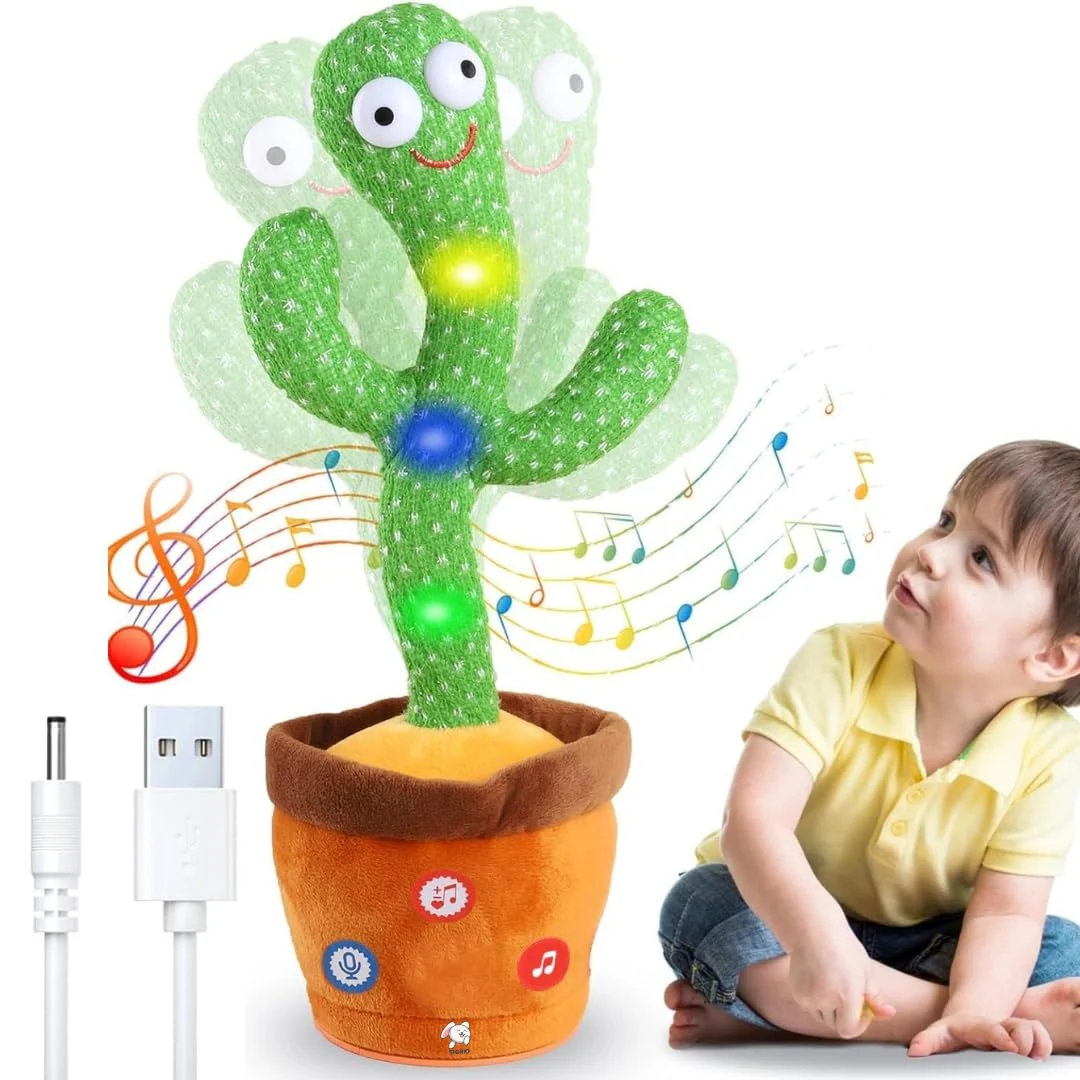Storio Rechargeable Toys Talking Cactus Baby Toys for Kids Dancing Cactus Toys Can Sing Wriggle & Singing Recording Repeat What You Say Funn