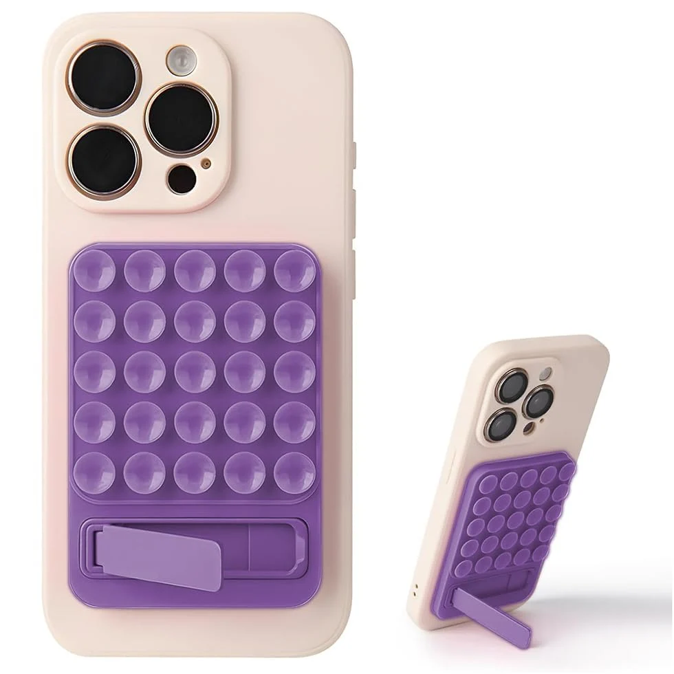 Case Creation Silicone Reusable 2 in 1 Sticky Suction Phone Grip with Foldable Stand Mobile Holder for iPhone, Android Hands-Free Videos, Se