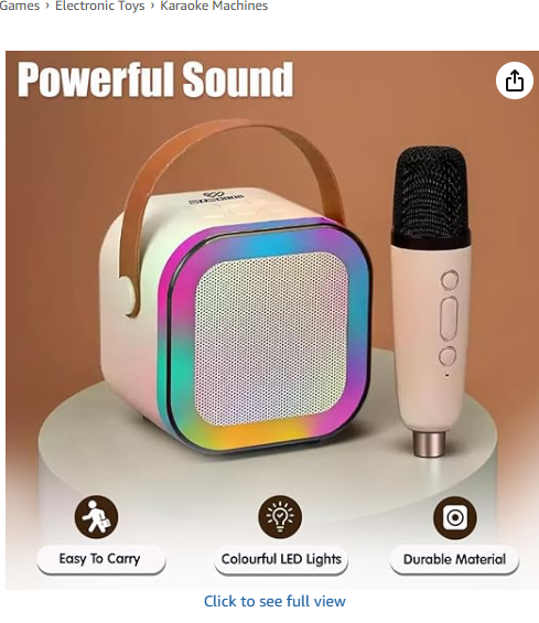 Wembley Rechargeable Karaoke Mic with Speaker for Singing | Wireless Mini Portable Bluetooth Speaker with Microphone & LED Lights | Cute Bir