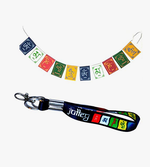 Tibetan Prayer Flag for bike (Small) with Buddhist keychain
