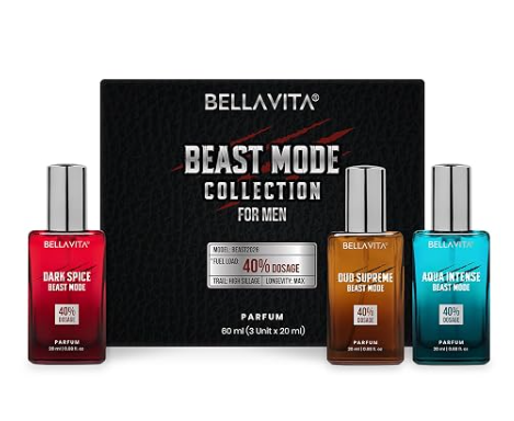BELLAVITA Beast Mode Collection Set with 40% Perfume oil concentration | Long Lasting | Set of 3 x 20ml each | Perfume for Man | Gift for Me