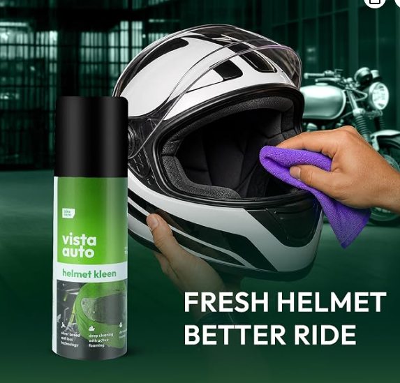 Vista Auto Care Helmet Kleen | Helmet Cleaner Spray That Removes Dirt, Silver-Based Antibacterial Disinfectant Foam Spray for Helmet Interio
